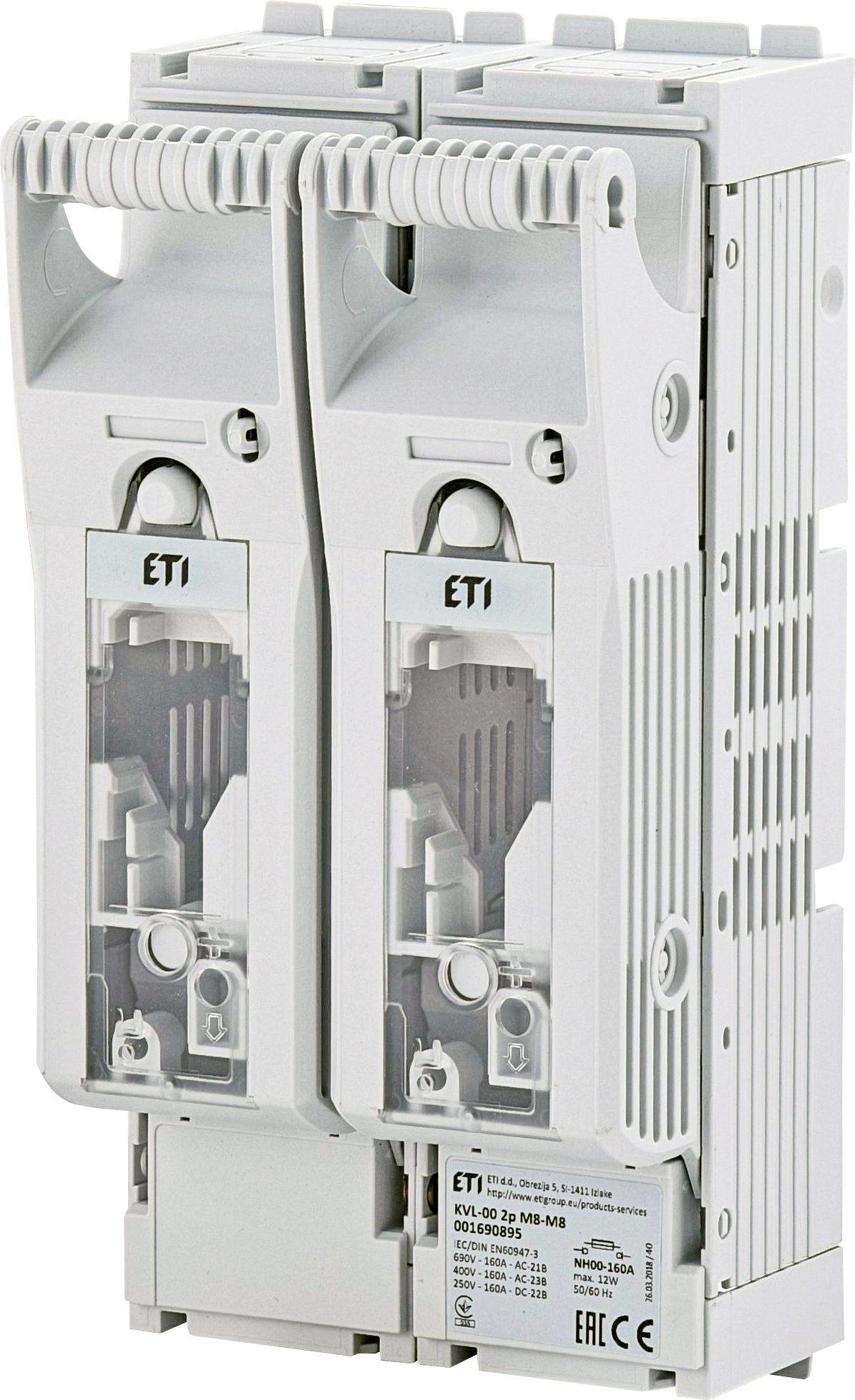 ETI houder NH00 160A/1000Vdc tweepolig