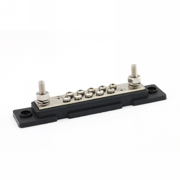 DC verdeelrail inclusief kap zwart 2xM6 + 10xM4