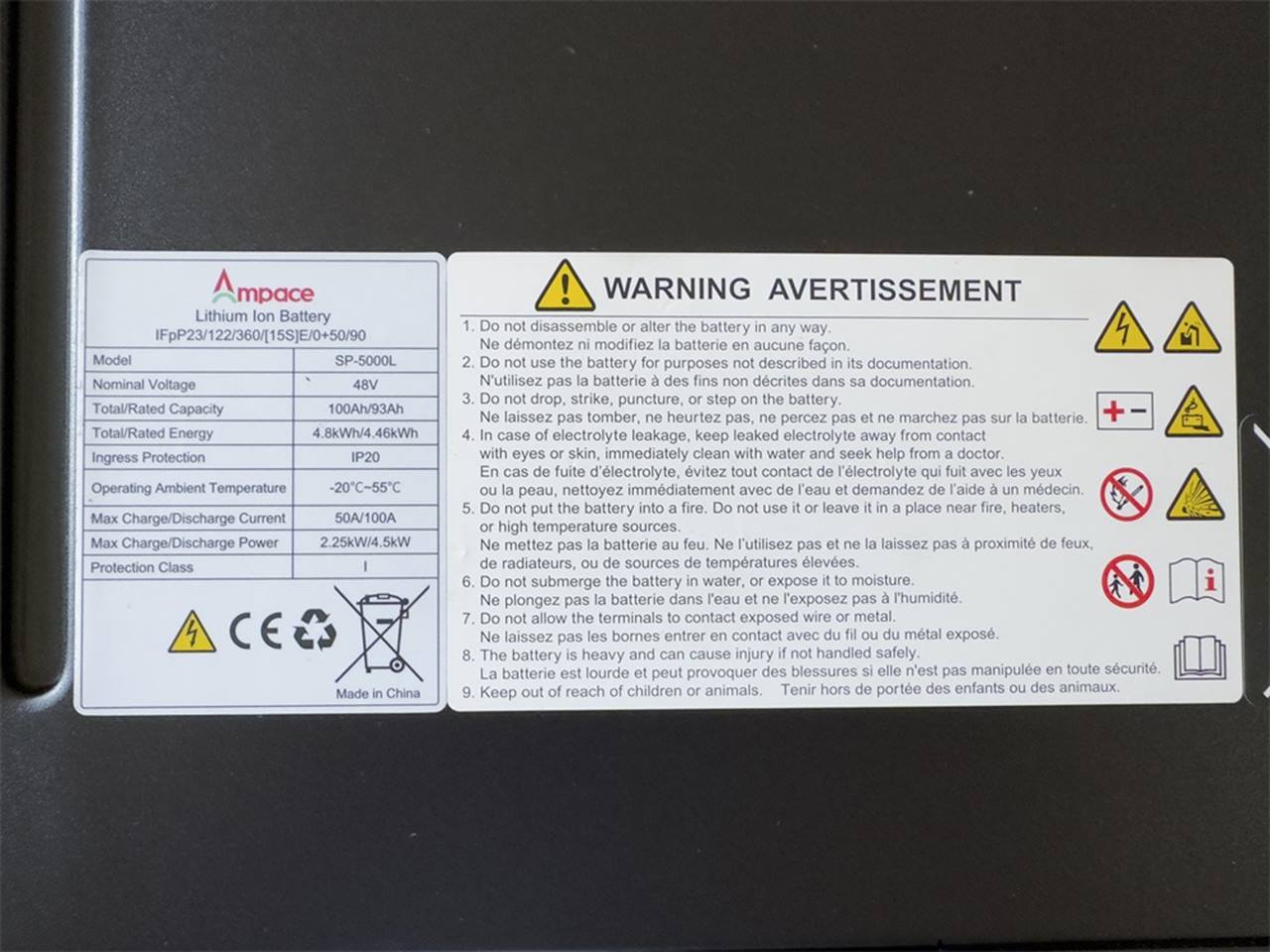 Ampace accu module 4.8kWh incl. kabelset
