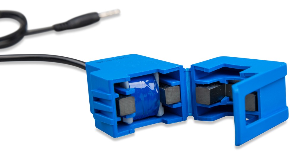 Victron meetspoel met bereik 100A – 50 mA, voorzien van contactbus aansluiting met kabellengte 20 meter.