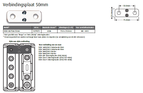verbindingsplaat (50mm afstand) set 2 st.