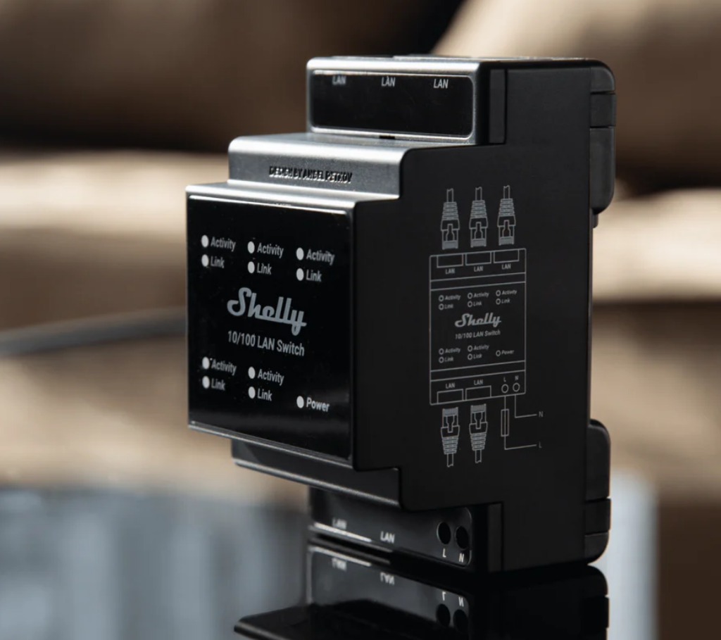 Shelly LAN Ethernet Switch DIN-rail met 5x RJ45-poorten