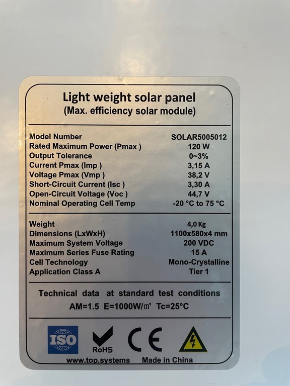 Zonnepaneel LE-120W 36V flush