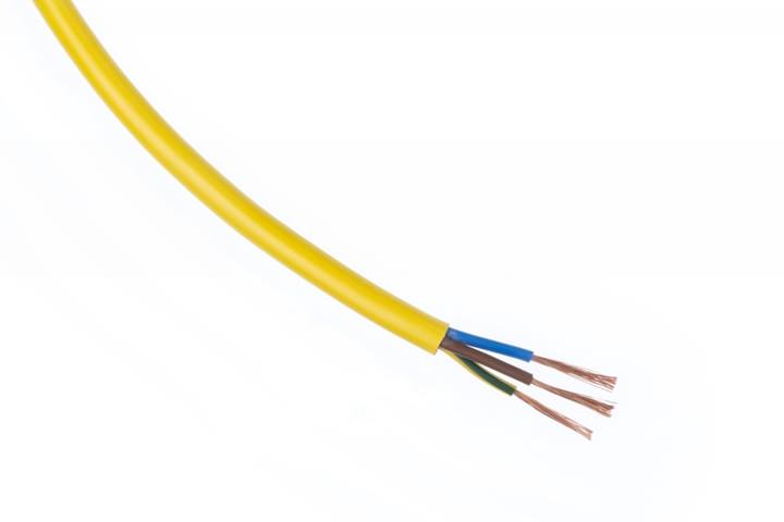 Ronde PVC kabel H05VV-F geel 3x2,5mm² per meter