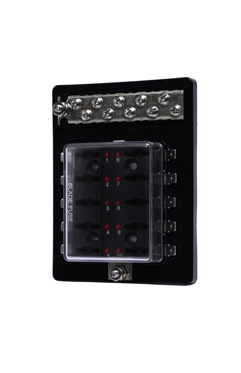 Zekering distributie 10 met led signalering + busbar